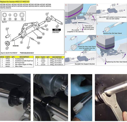 Solid Spare Bracket Puller + Front Mount Hydraulic Steering Cylinder Seal for Seastar