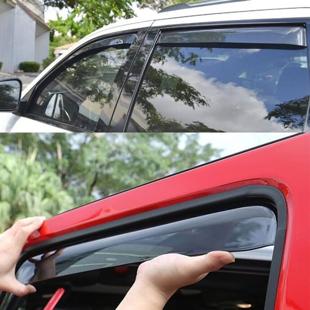Solidspare For 2009-2014 Ford F-150 Super Crew In-Channel Window Vent Visor Sun Rain Guards