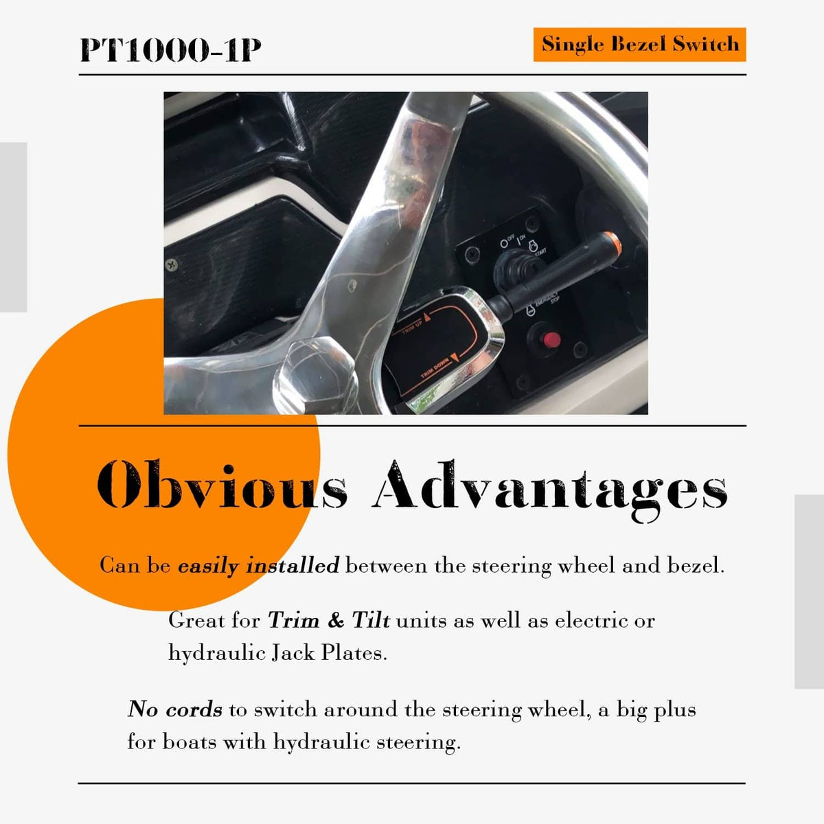 Solidspare PT1000-1P Pro Bezel Control Switch Blinker Trim/Jack Plate For Seastar Hydraulic