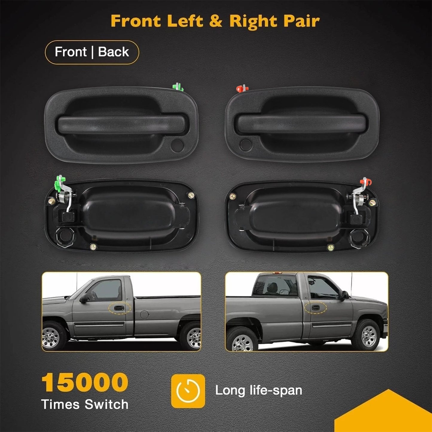 Exterior Door Handles Front Left+Right Fit 1999-2007 Chevy Silverado GMC Sierra