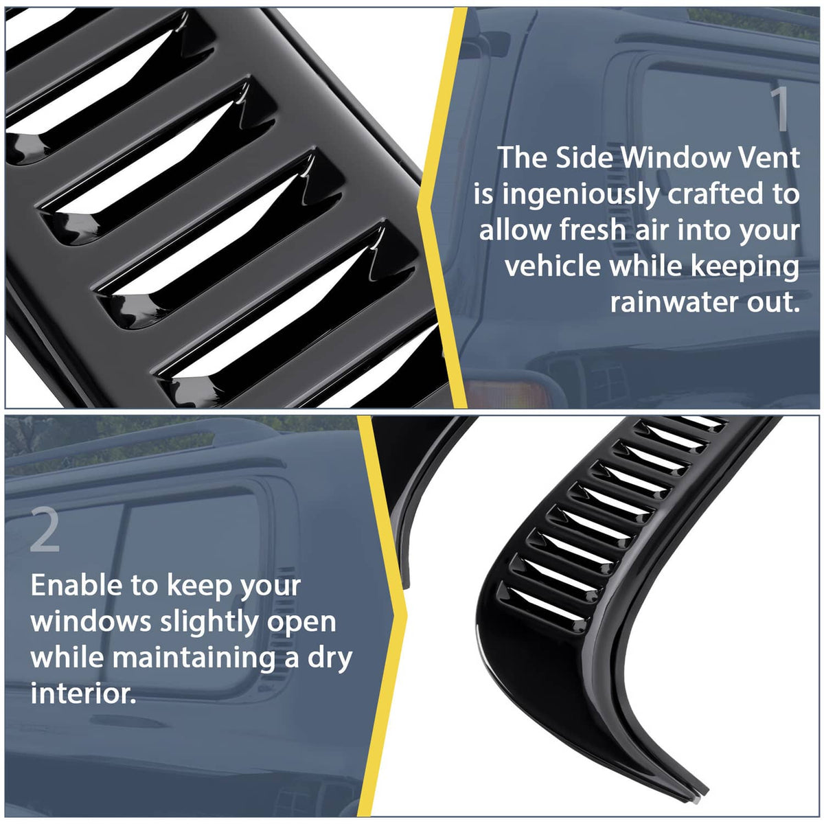Solid Spare For Lexus LX450 /Toyota Land Cruiser 80 Rear Louver Quarter Side Window Vent Set