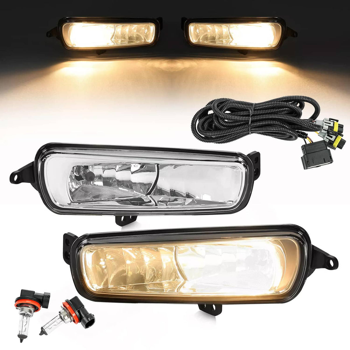 Solid Spare Pair For Ford Transit 2020-2026/Focus 2015-18 LH&RH Fog Lights W/Bulb Clear Lens