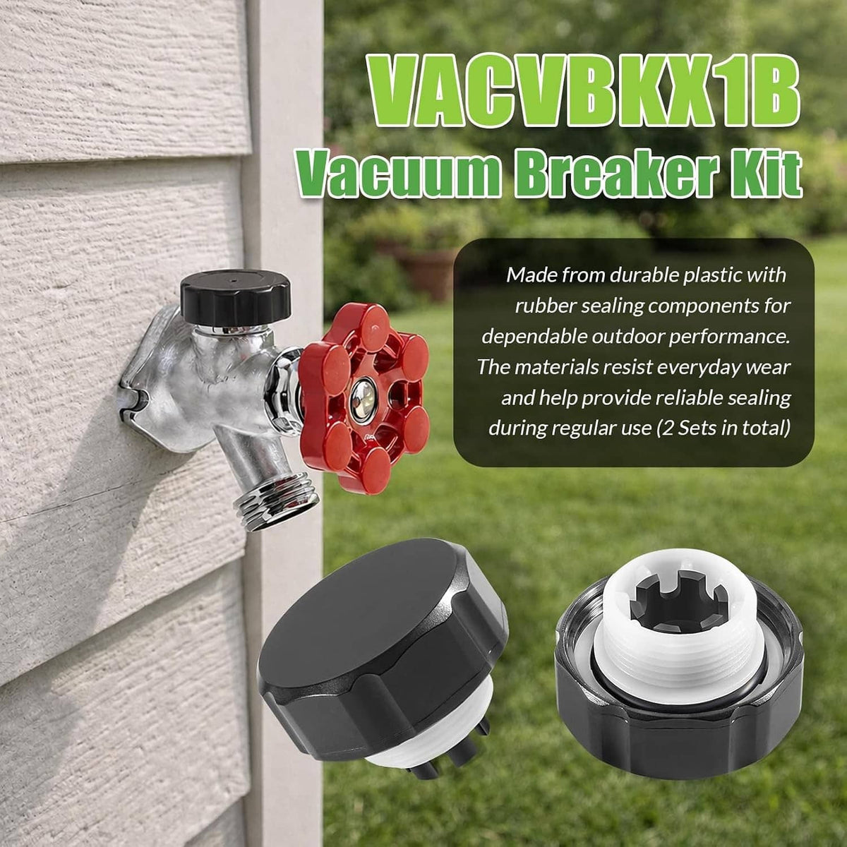 Solidspare VACVBKX1B Vacuum Breaker Kit, for Anti-Siphon Frost-Free Sillcock Valves, 2 Pack