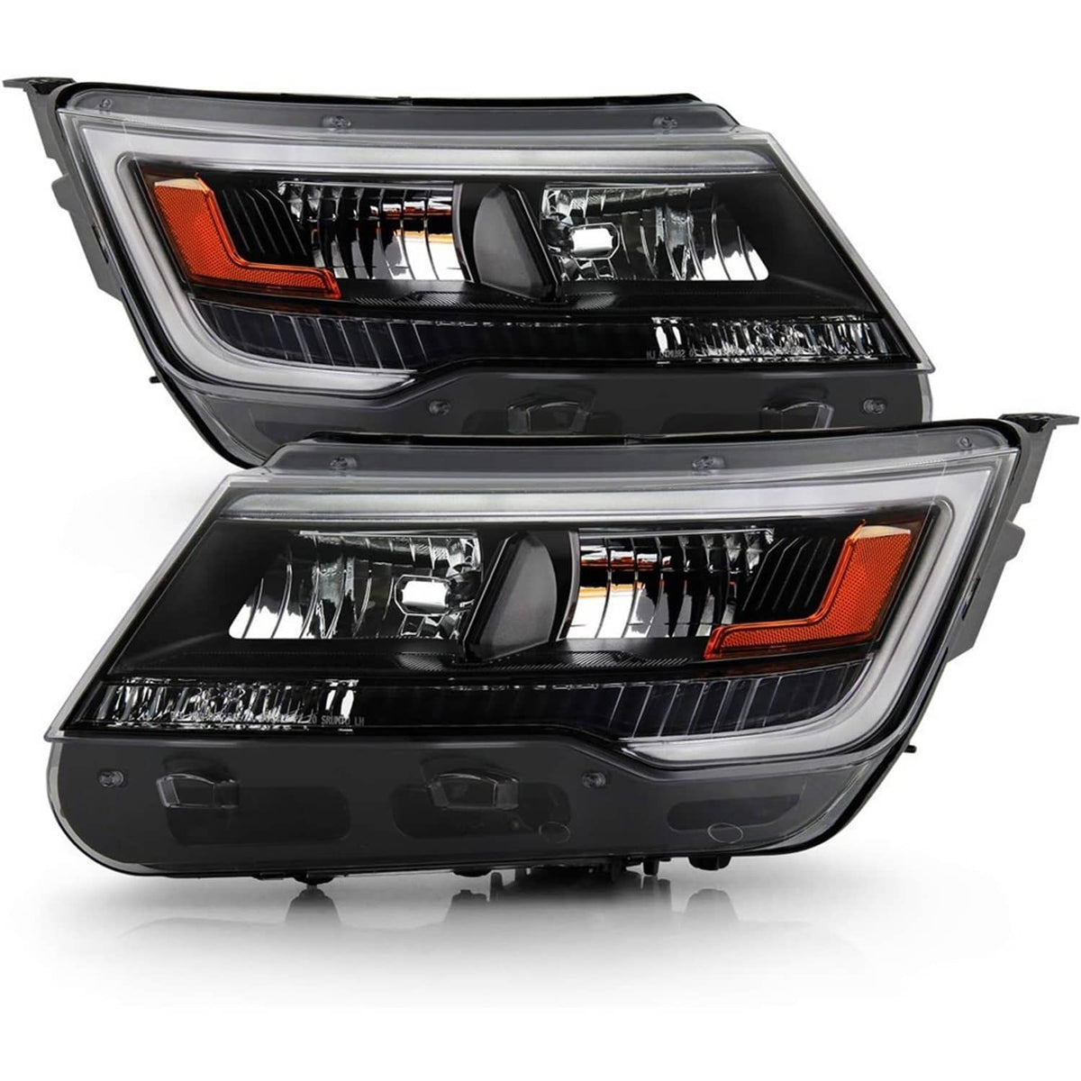 Solidspare Pair Headlights Assembly LH+RH For 2016-2019 Ford Explorer Chrome w/ LED DRL