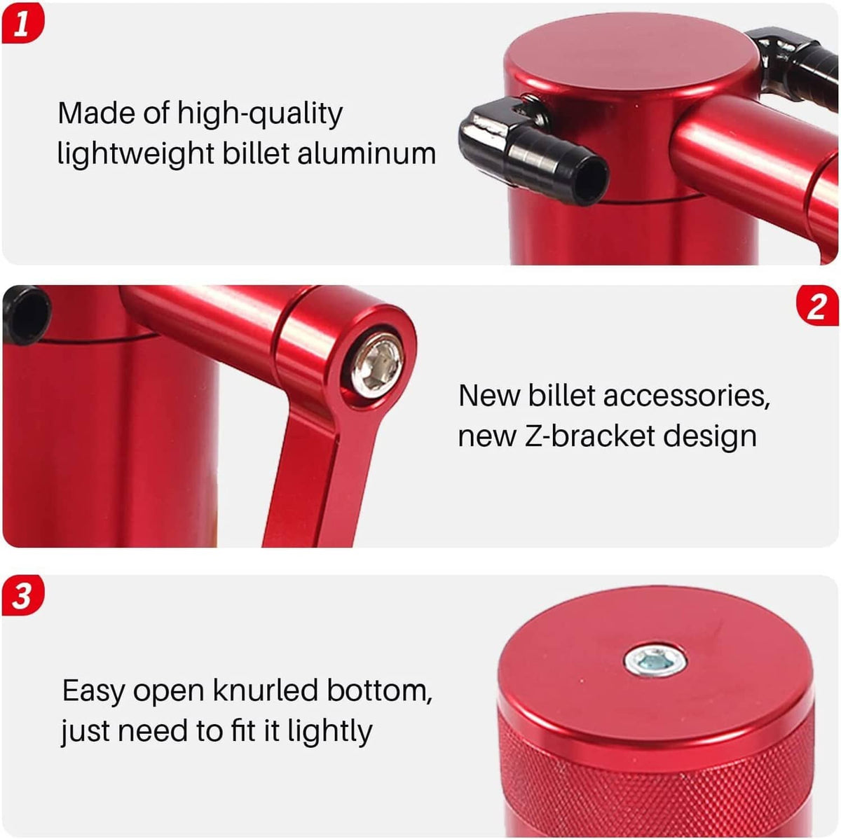 Solidspare Oil Catch Can Kit Z-Bracket Red Finish Fit For 2011-21 Dodge Challenger Chrysler
