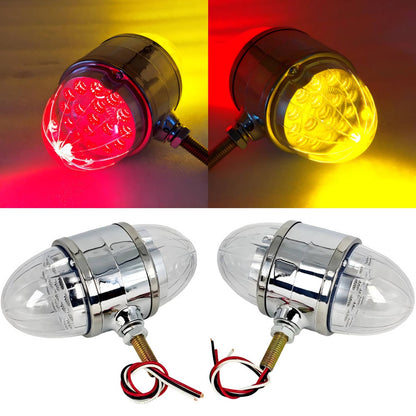 Solid Spare 2X Amber/Red Light Clear Lens 17 LED Dual Revolution Watermelon Light Semi Truck