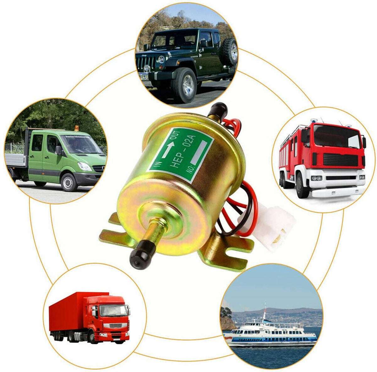 Solidspare Inline Fuel Pump 12v Electric Transfer Low Pressure Gas Diesel Fuel Pump HEP-02A