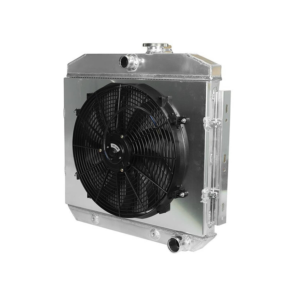 Solidspare For 1955-1957 Chevy Block V8 Bel Air 3 Row Aluminum Radiator+Fan Shroud+Relay