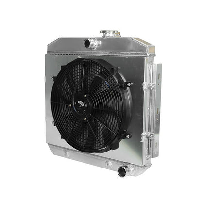 Solidspare For 1955-1957 Chevy Block V8 Bel Air 3 Row Aluminum Radiator+Fan Shroud+Relay