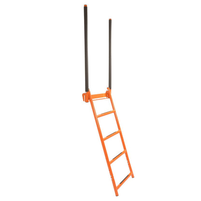Solid Spare Flatbed Trailer Access Ladder Orange 5 Step For 48 Inch Rail Mount Powder Coated