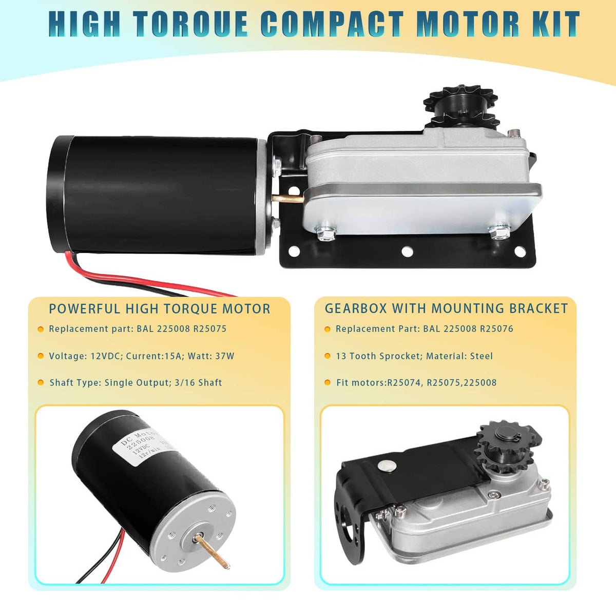 Solidspare RV Slide Out Gear Box and High Output Motor,Replace FOR ‎R25076-1, R25075