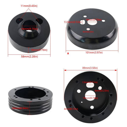 Solidspare For GM Chevy 5 & 6 Hole Steering Wheel Hub Adapter Flaming River Ididit BlacK