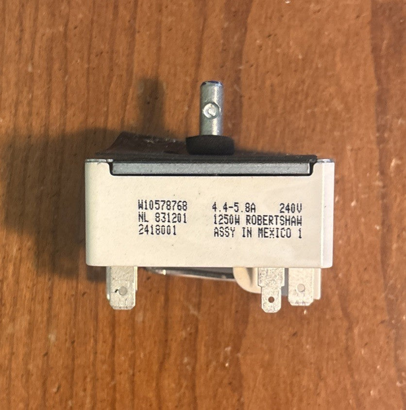 OEM Genuine Whirlpool Range Surface Element Control Switch, W10578768, W10911303