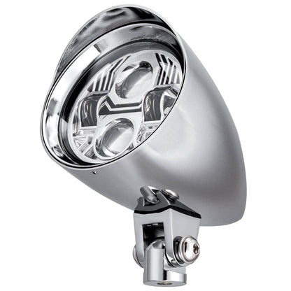 Solidspare Chrome LED Bullet Headlight For Harley Bobber Chopper Dyna Softail Sportster XL
