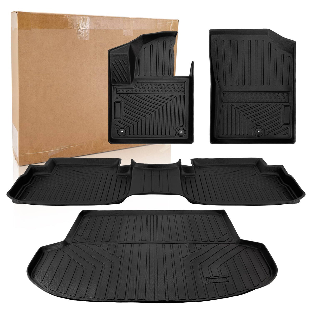 Solidspare 3D TPE Floor Mats & Cargo Liner for 2021-2023 Hyundai Santa Fe 5 Seat All Season