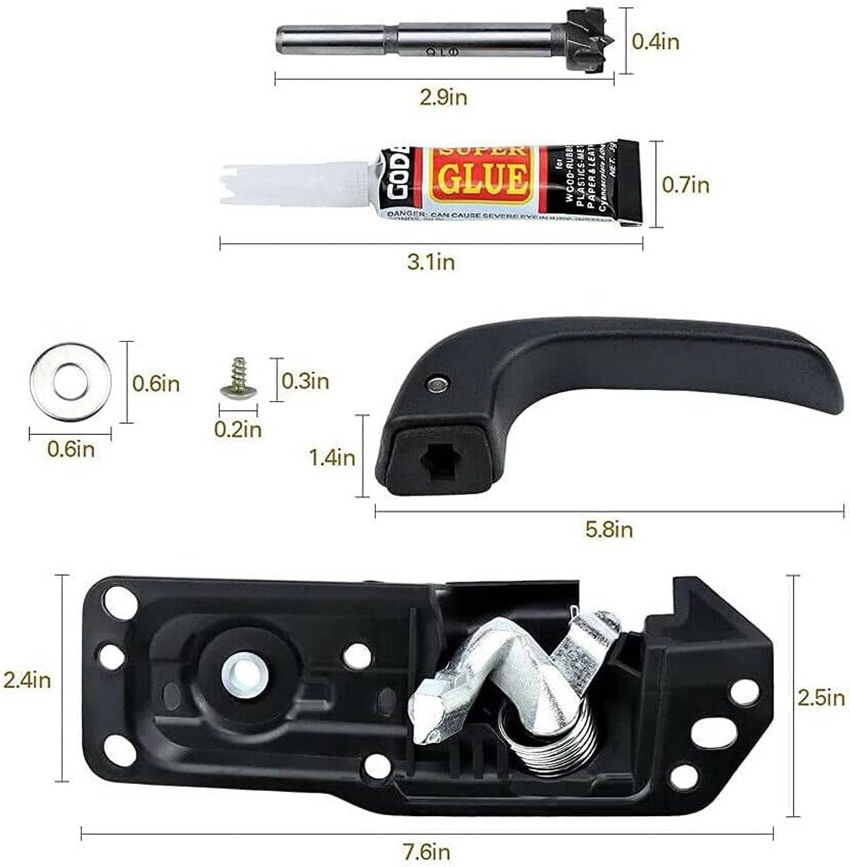 Solidspare Driver Interior Inside Door Handle Repair Kit For 2007-13 Chevy Sierra Silverado