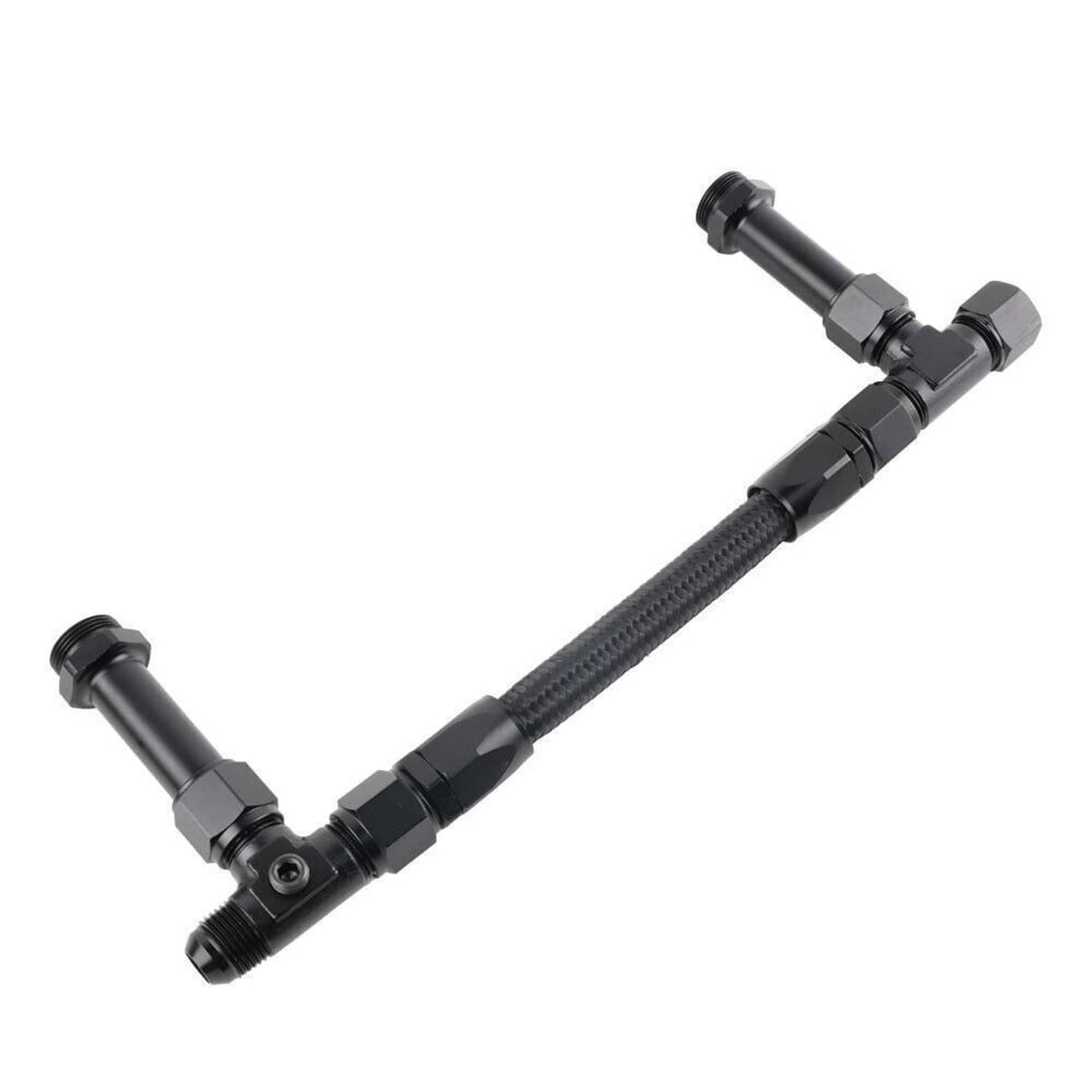 Solidspare Braided Dual Feed Carb Fuel Line Kit Holley 4150 Carburetor Black Anodized AN8