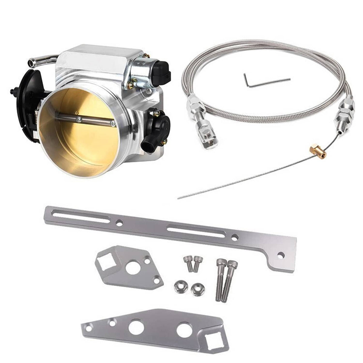 Solidspare 4 Bolt 102mm Throttle Body & TPS IAC+Throttle Cable For GM Gen III LS1 LS2 LS6