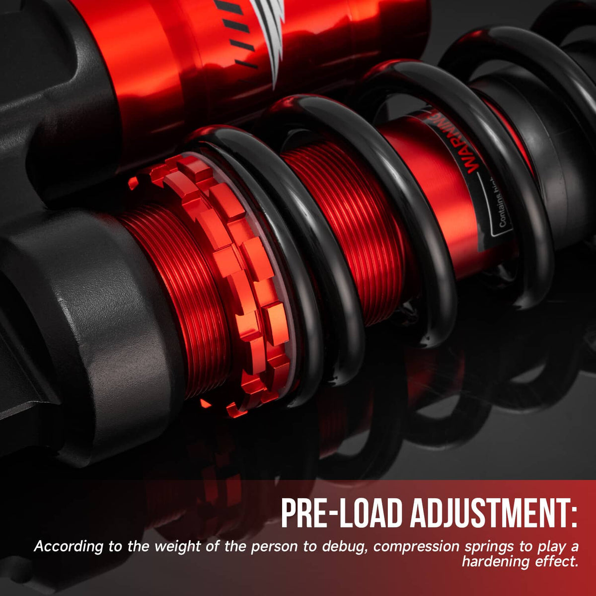 Solidspare Front and Rear Shocks Absorbers Fit for Polaris UTV RZR 170 2009-2021 Black&Red