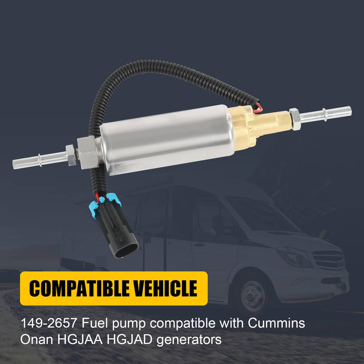 Solidspare Fuel Pump 01492657 1492657 12V NEW for Cummins Onan Generator HGJAA HGJAD Series