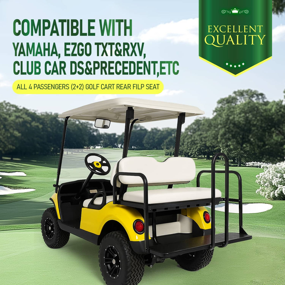 Solidspare White Seat Bottom Backrest Cushion Golf Cart For EZGO RXV,TXT,ST,ST Sport,Valor