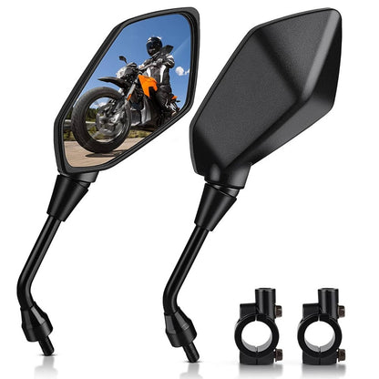 Solidspare 7/8" Motorcycle Rearview Side Mirrors Handle Bar Mount For Yamaha Kawasaki Honda
