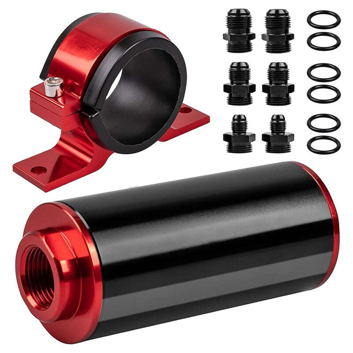 Solidspare High Flow Inline Fuel Filter 100 Micron Cleanable AN6 AN8 AN10 Adapter Universal