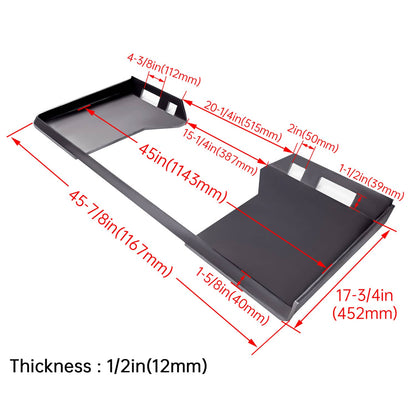 Solidspare 1/2" Hollow Mount Plate For Bobcat & Kubota Skid Steer Loader Attachment Adapter