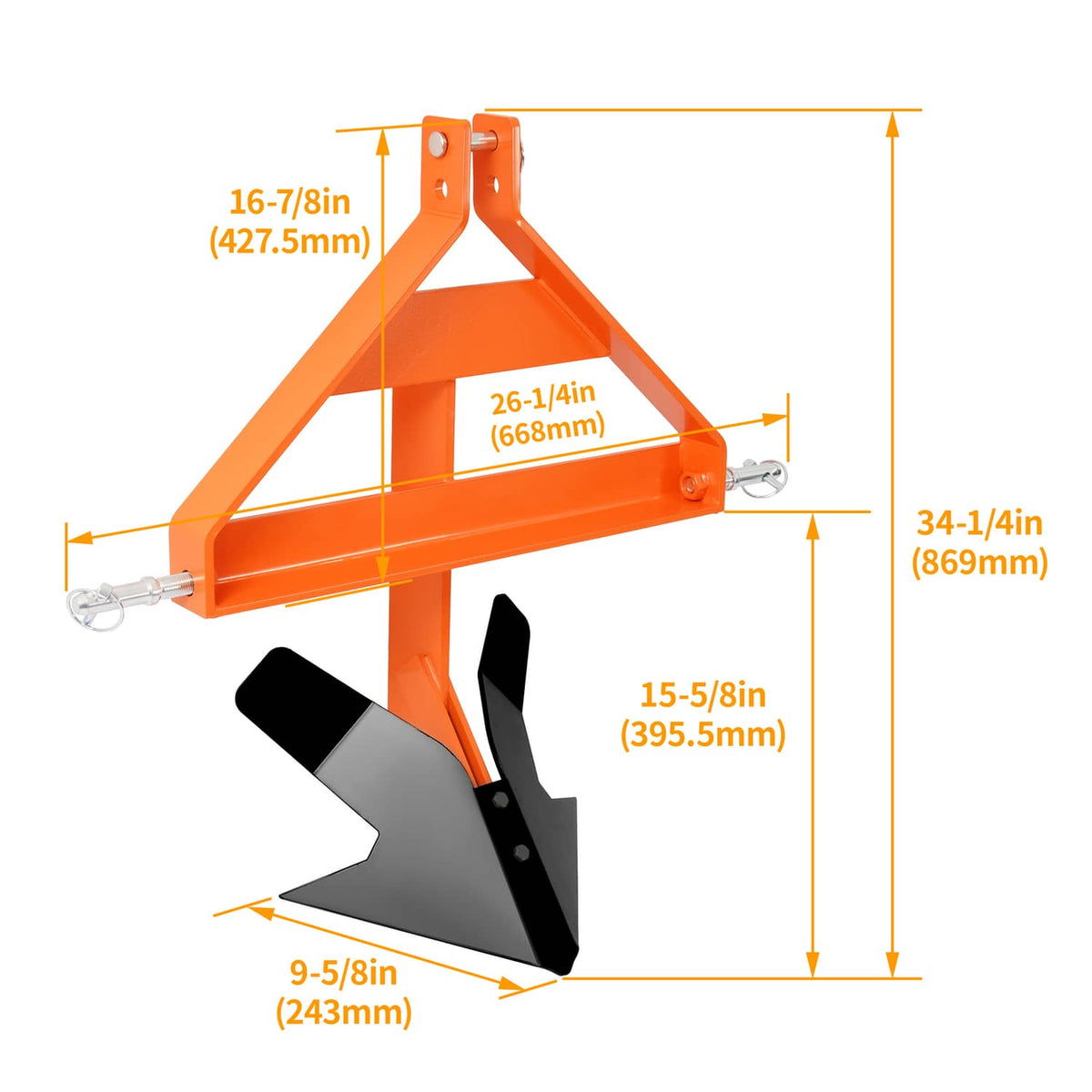 Solidspare Heavy Duty Steel  3-Point Quick Hitch Middle Buster For Category 1 Tractors