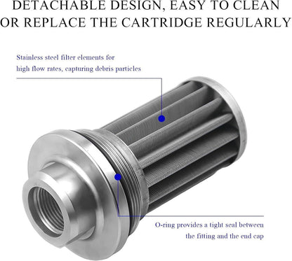 Solidspare High Flow Inline Fuel Filter 100 Micron Cleanable 6AN 8AN 10AN Adapter Universal