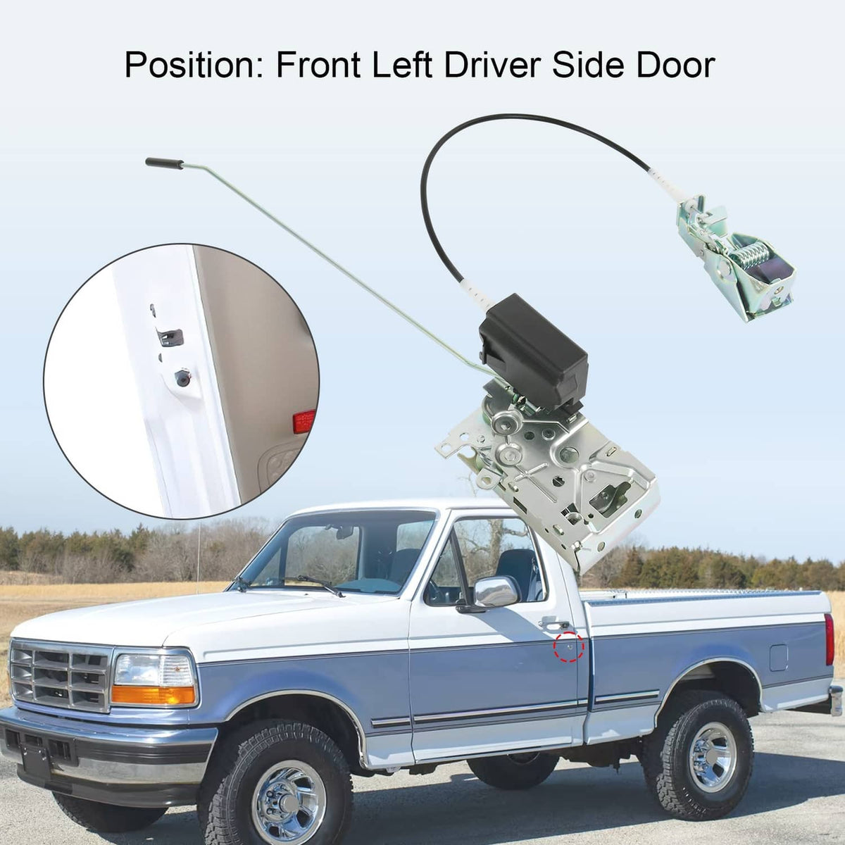Solidspare Front Left & Right Door Lock Latch with Cable & Rod Kit for 92-97 Ford F-Series