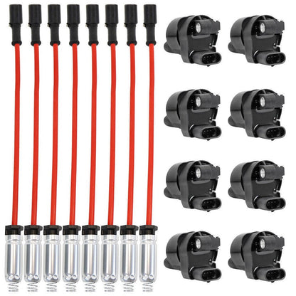 Solidspare 8Pack UF414 Round Ignition Coil + Spark Plugs w/ Wire For Chevy Silverado Tahoe