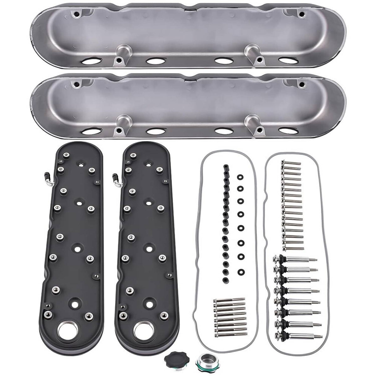 Solidspare Black Valve Covers with Coil Mounts w/Covers for Chevy LS LS1 LS2 LS3 LS6 LS7