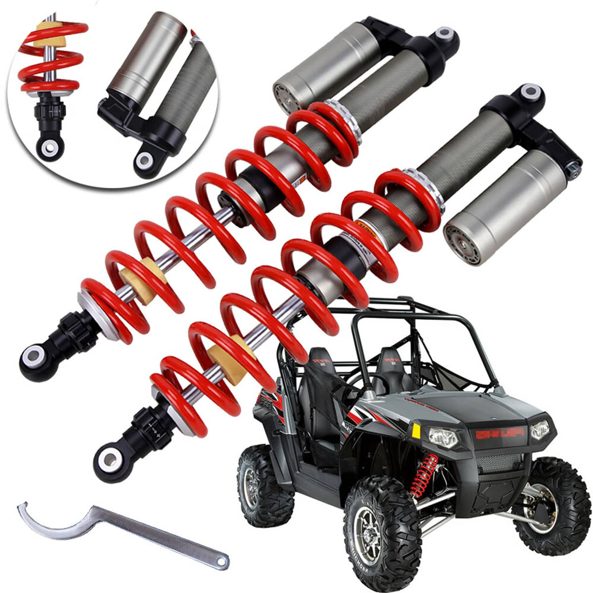 Solidspare ADJUSTABLE STAGE 4 REAR AIR SHOCK ABSORBER FOR 2009-14 POLARIS RZR S 800 60"