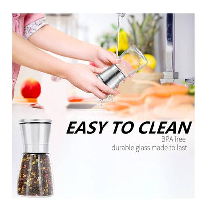 Solid Spare Salt and Pepper Grinder Set Refillable, Salt Pepper Grinder Shaker Stainless Ste