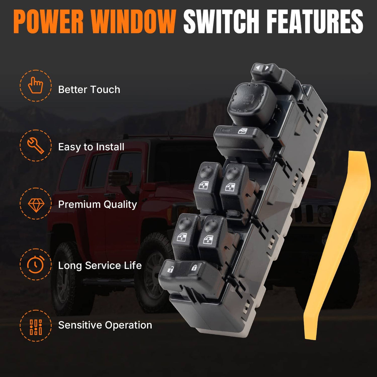 Solidspare 15883429 Front Left Power Window Control Switch For Hummer H2 2003-07 2004 2005