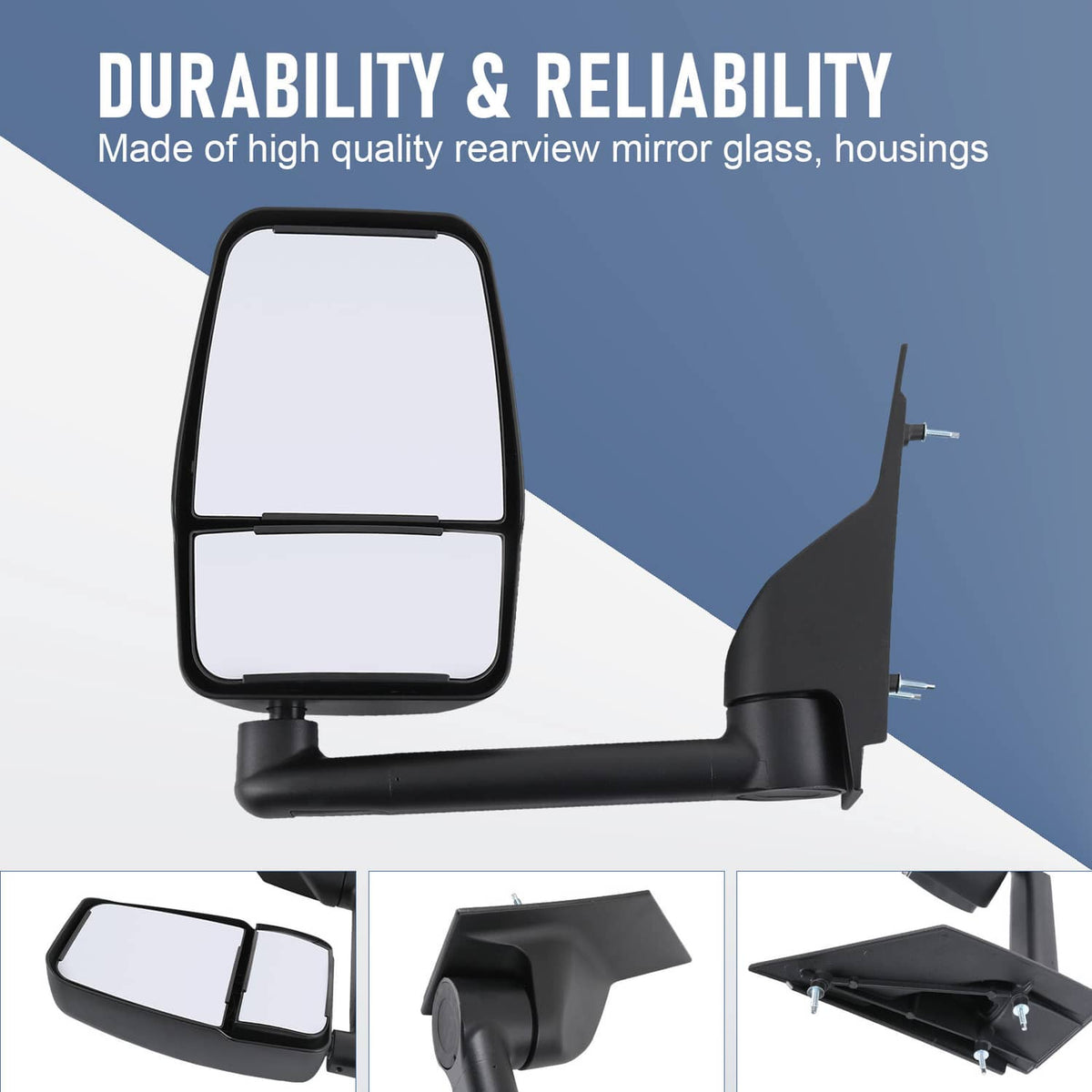 Solidspare LH + RH Pair Manual Tow Mirrors For 2003-2017 Chevy Express Savana Van Smooth