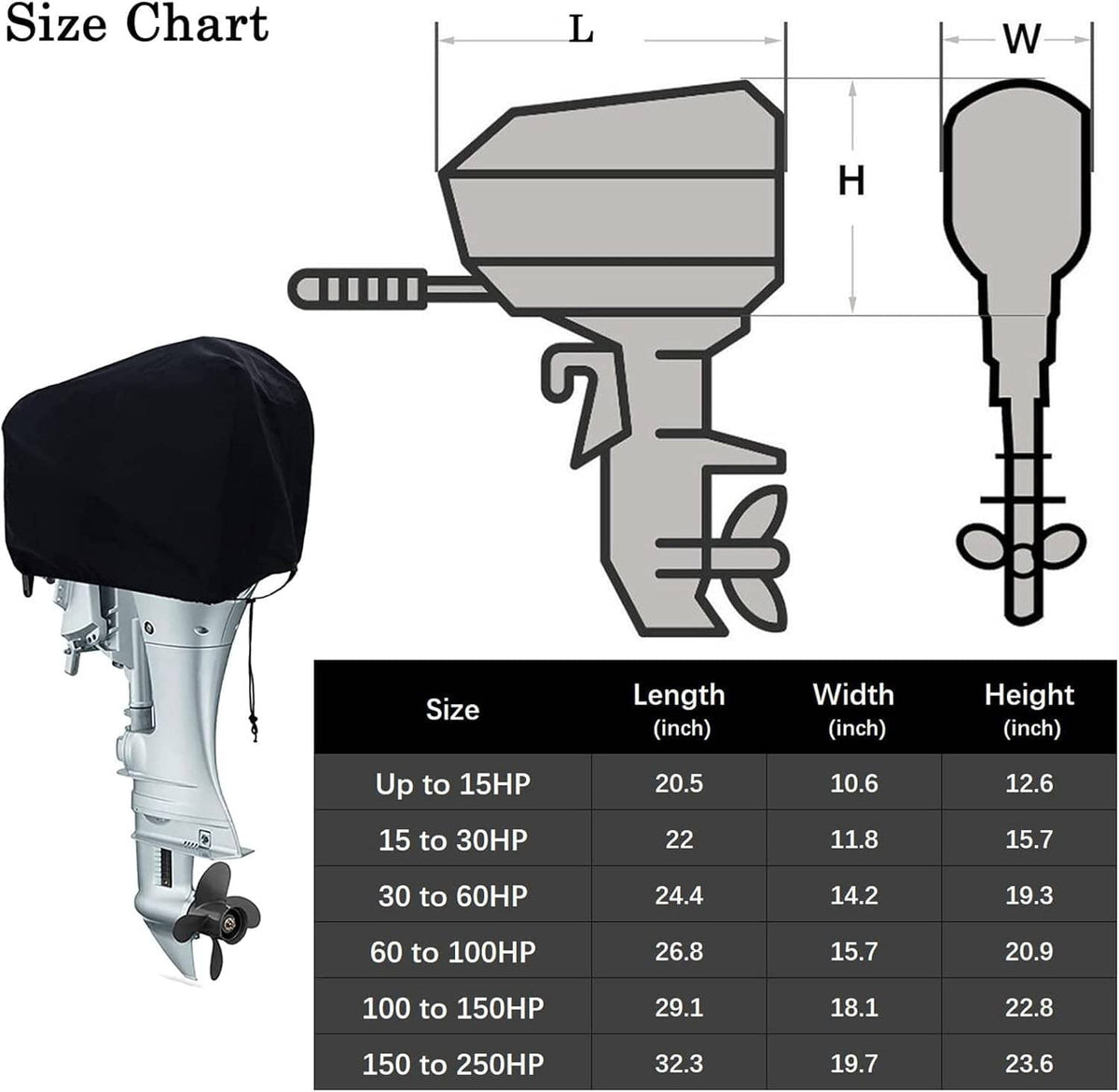 Solid Spare 30 - 60 HP Trailerable Outboard boat Motor Engine storage Cover