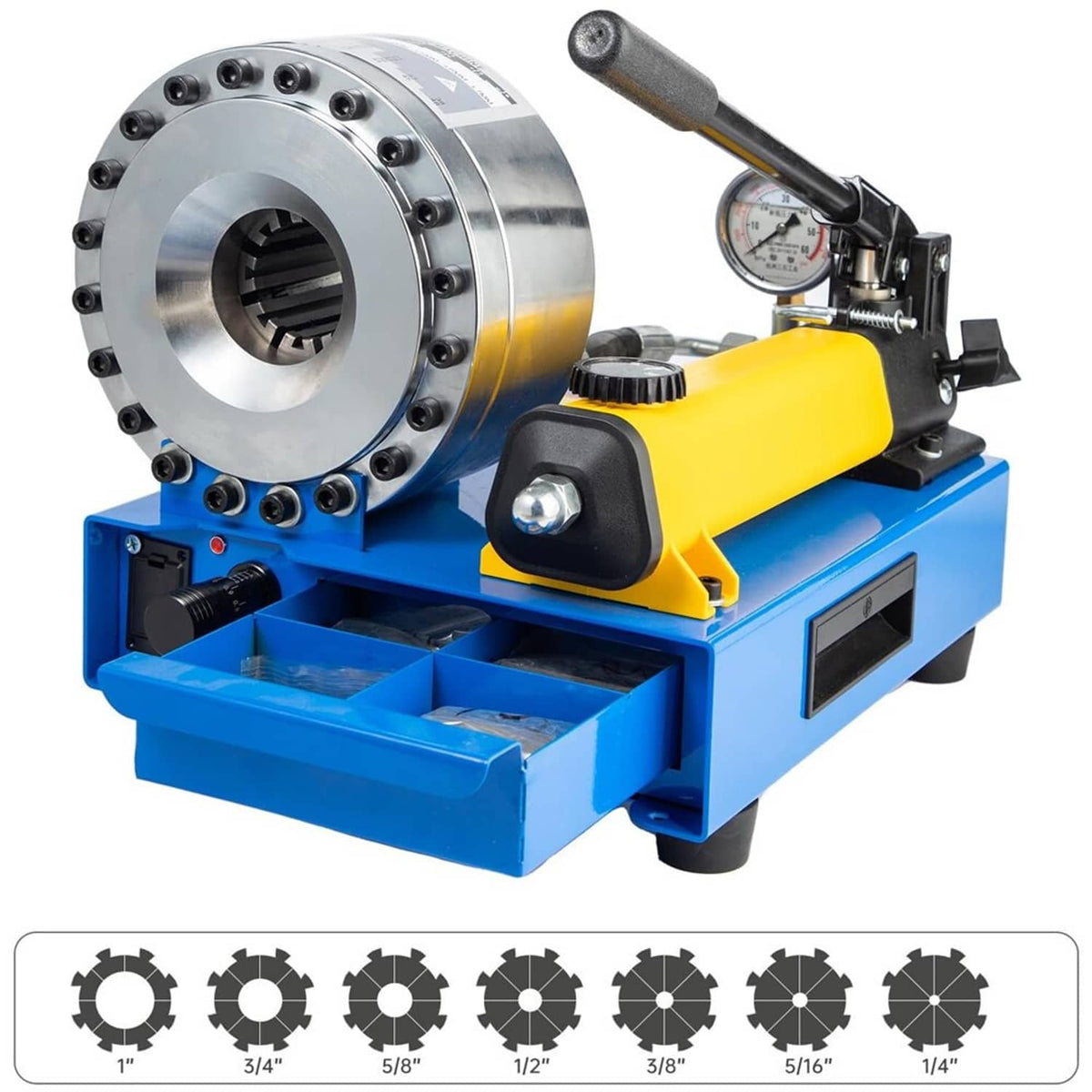 Solidspare New 5600KN Hydraulic Hose Crimper Pipe Clamping Machine w/ 8 Sets Dies 10mm-30mm
