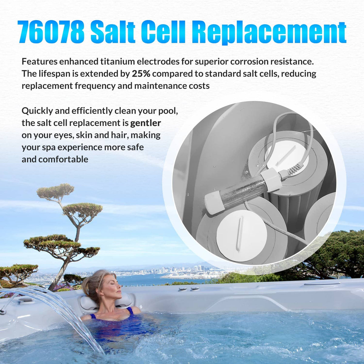 Solidspare 76078 Salt Cell Replacement for ACE Hot Tubs fit for Hot Spring/Limelight