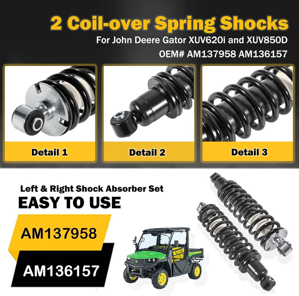 Solidspare AM137958 Rear Shock Absorbers for John Deere Gator HPX 615E 815E XUV620I 850D