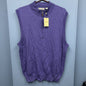 Men's L Donald Ross Sleeveless 1/4 Zip Vest Outerwear - Plum - 100 % Merino Wool