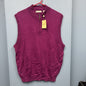 Men's L Donald Ross Sleeveless 1/4 Zip Vest Outerwear Fuschia 100 % Merino Wool