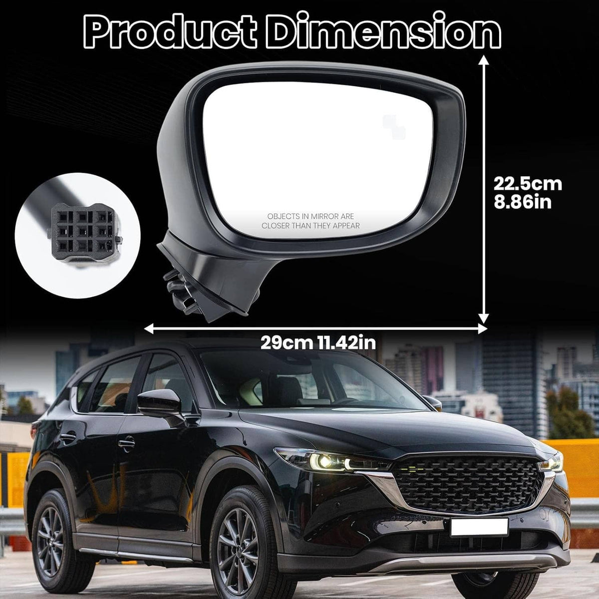 Solidspare Passenger Side Mirror w/BSM Power Turn Signal Light For 2017-2024 Mazda CX-5