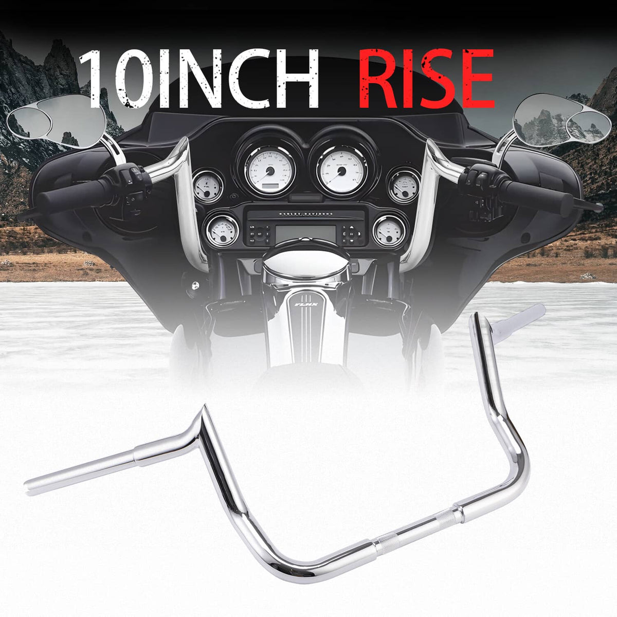 Solidspare 10" Rise Meathook Bagger Ape Handlebar for 86-24 Harley Touring FLH FLHX FLHTC