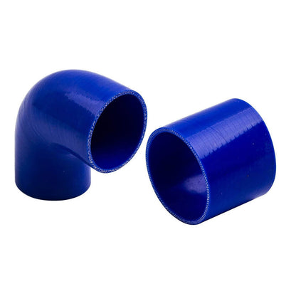 Solidspare 3" DIY Polished Intercooler Piping w/ U Pipe Blue Silicone Coupler + Clamp Kit