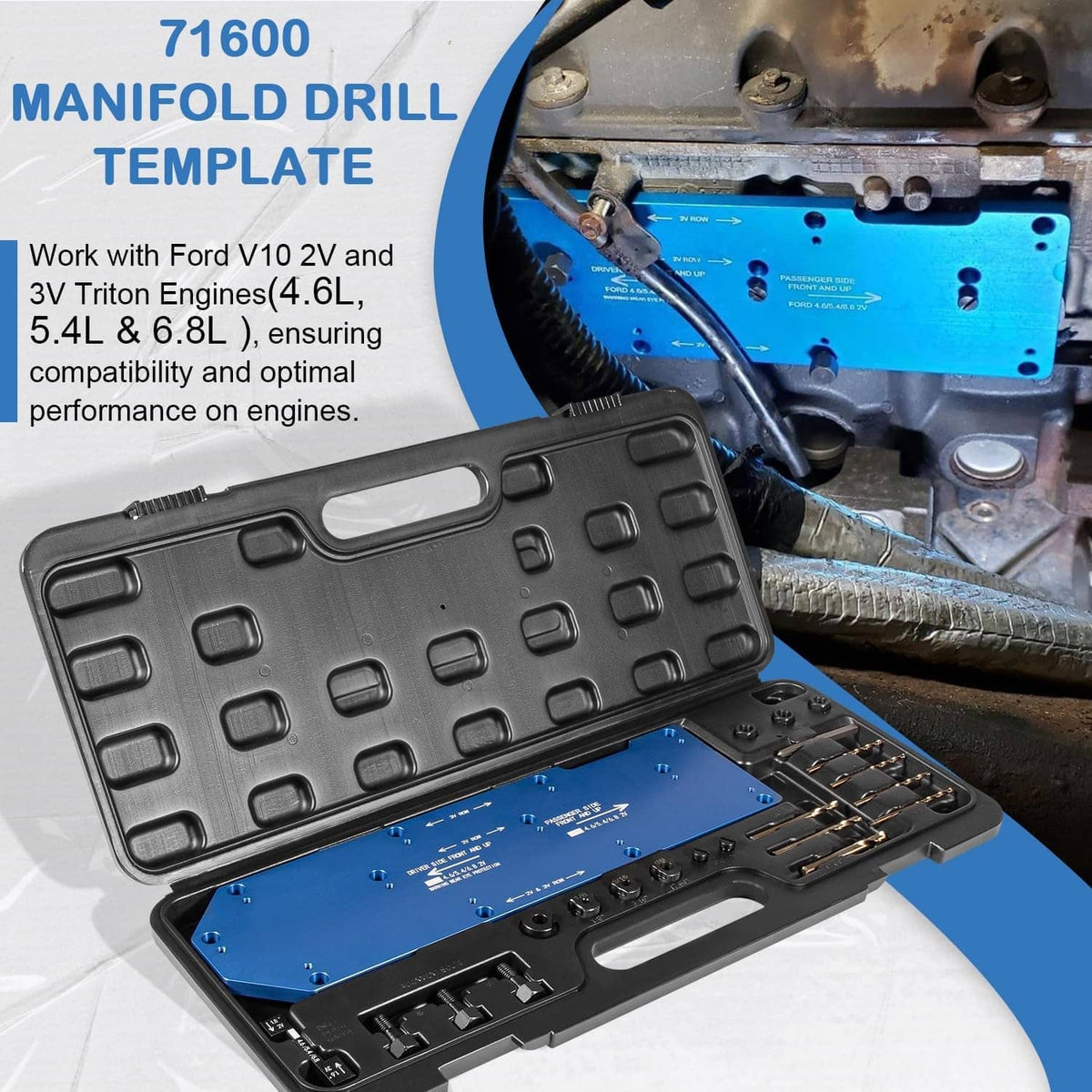 Solid Spare 71600 Broken Exhaust Manifold Drill Template for Ford V10 2V 3V 4.6L 5.4L 6.8L