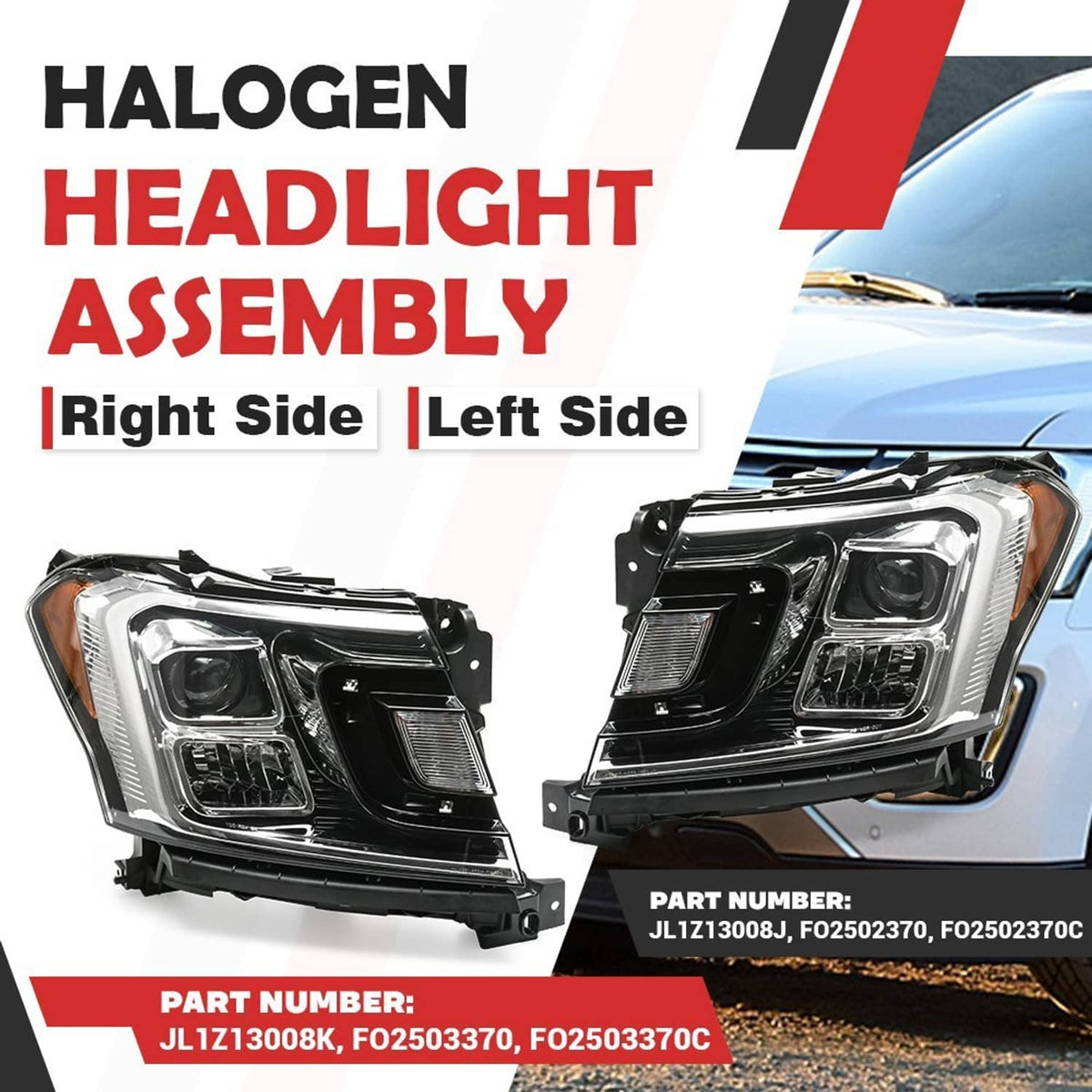 Solidspare New LED Left Right Headlight For 2018-2021 Ford Expedition JL1Z13008J JL1Z13008K