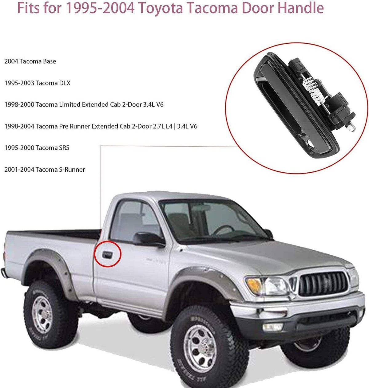 Solidspare 1Set Front Outside Outer Door Handles For 1995-2004 Toyota Tacoma 6921035020