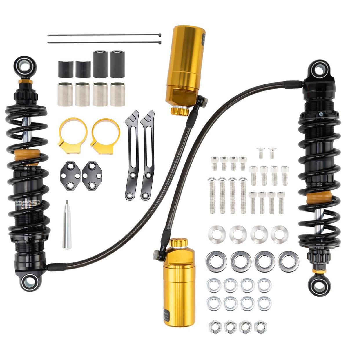 Solidspare Upgraded Adjustable Remote Reservoir Rear Suspension Shocks For Harley Touring
